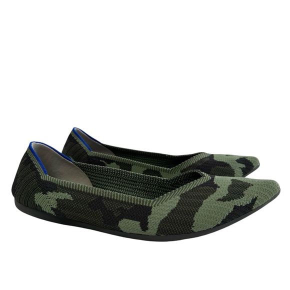 Rothy's The Point Olive Camo Pointed Toe Slip-On Flat Shoes Size 9.5 - Picture 4 of 16